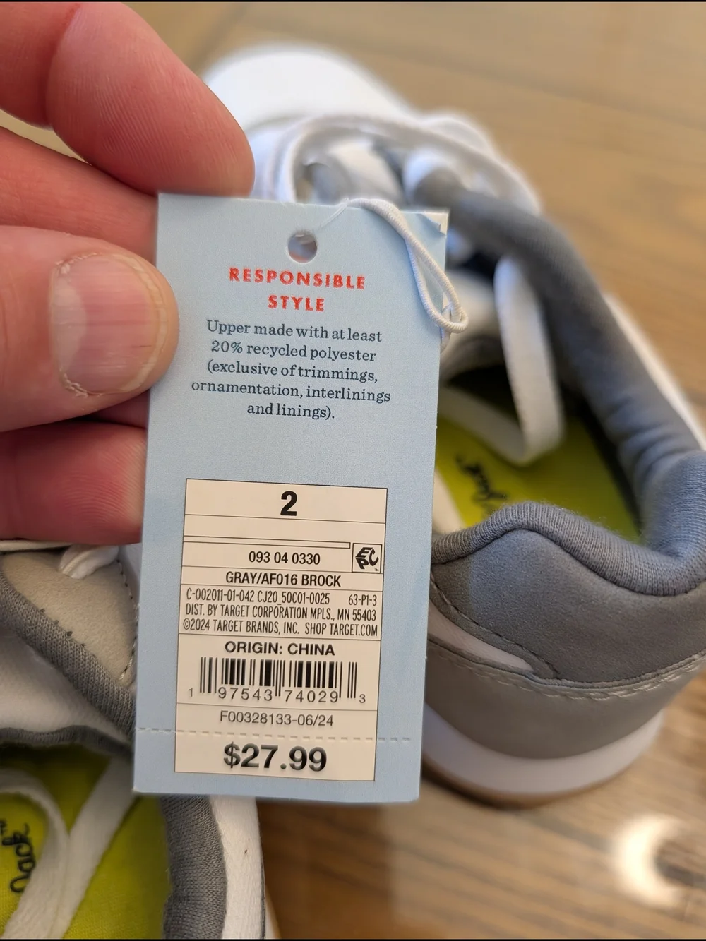 Kids' Brock Jogger Sneakers - Cat & Jack™ Gray Siz 2 NWT